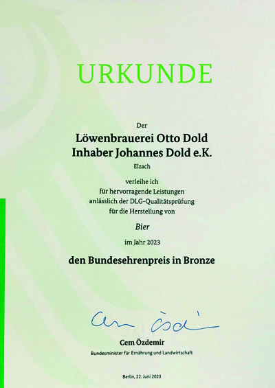Bundesehrenpreis Urkunde 2023