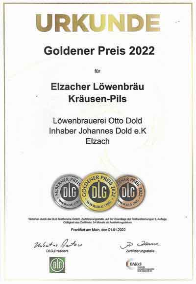 Goldener Preis 2022 - Kräusen Pils