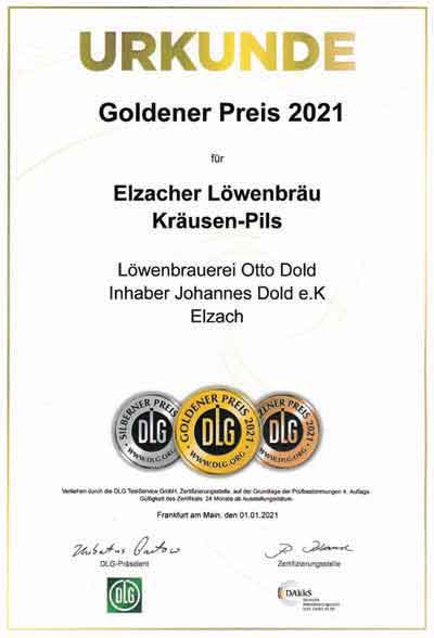 Goldener Preis 2021 - Kräusen Pils